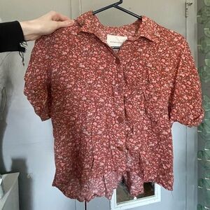 Aeropostale Coral Floral Button-Up